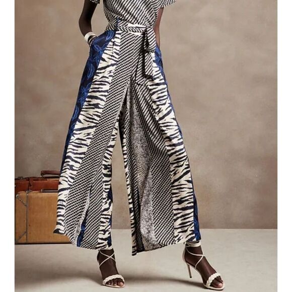 Banana Republic wide leg flows printed pant size large - Picture 1 of 9